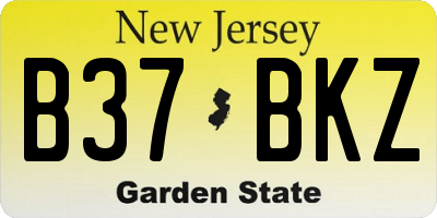 NJ license plate B37BKZ