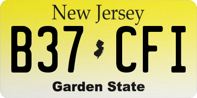 NJ license plate B37CFI