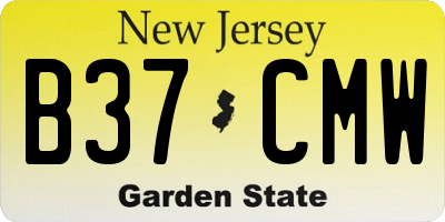 NJ license plate B37CMW