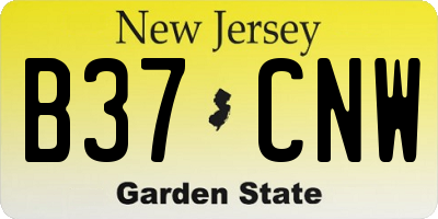NJ license plate B37CNW