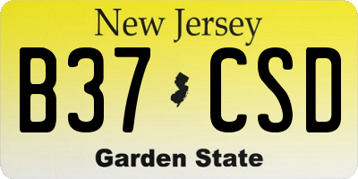 NJ license plate B37CSD
