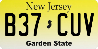 NJ license plate B37CUV