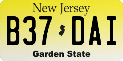 NJ license plate B37DAI