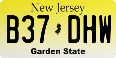 NJ license plate B37DHW