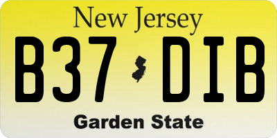 NJ license plate B37DIB
