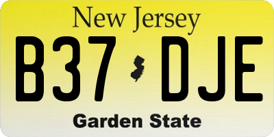 NJ license plate B37DJE