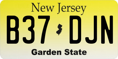 NJ license plate B37DJN