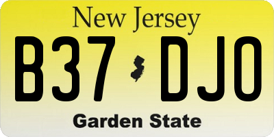 NJ license plate B37DJO
