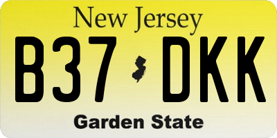 NJ license plate B37DKK