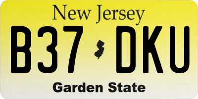 NJ license plate B37DKU