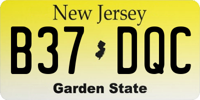 NJ license plate B37DQC