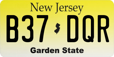 NJ license plate B37DQR
