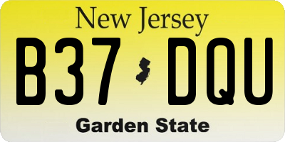 NJ license plate B37DQU