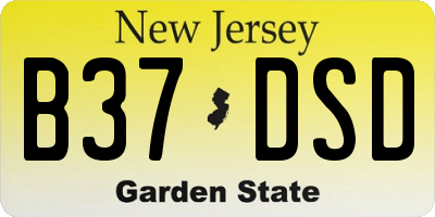 NJ license plate B37DSD