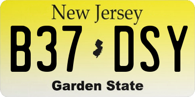 NJ license plate B37DSY