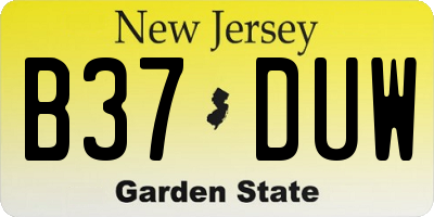 NJ license plate B37DUW