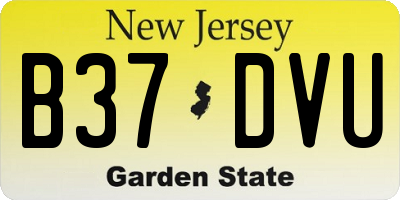 NJ license plate B37DVU