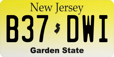 NJ license plate B37DWI
