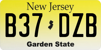 NJ license plate B37DZB