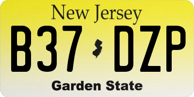 NJ license plate B37DZP