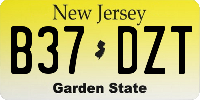 NJ license plate B37DZT