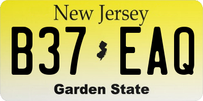 NJ license plate B37EAQ