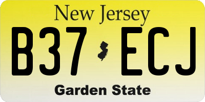 NJ license plate B37ECJ