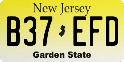 NJ license plate B37EFD
