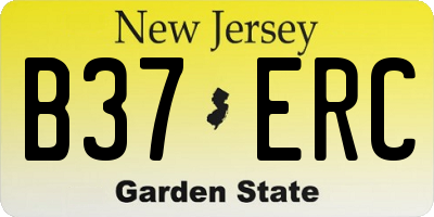 NJ license plate B37ERC