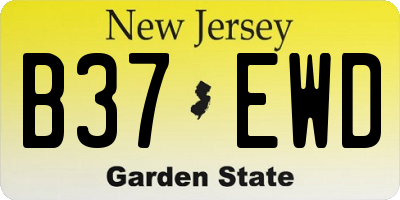NJ license plate B37EWD