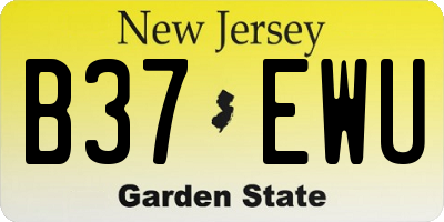 NJ license plate B37EWU