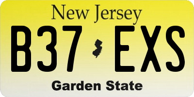 NJ license plate B37EXS