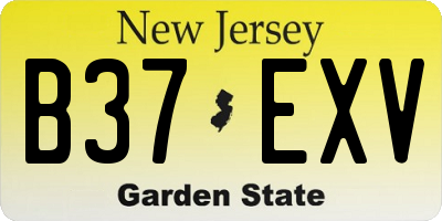 NJ license plate B37EXV