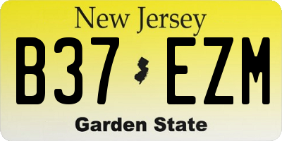 NJ license plate B37EZM