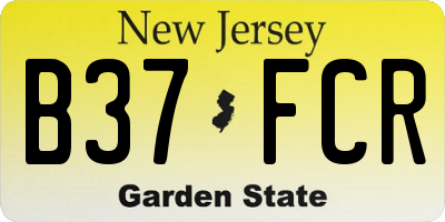 NJ license plate B37FCR