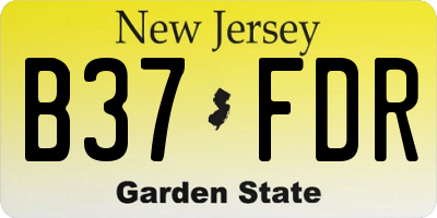 NJ license plate B37FDR