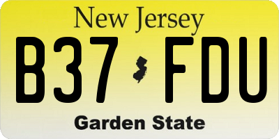 NJ license plate B37FDU