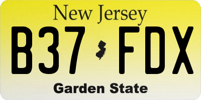 NJ license plate B37FDX