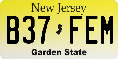NJ license plate B37FEM