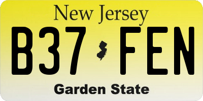 NJ license plate B37FEN