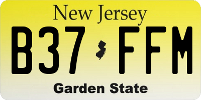 NJ license plate B37FFM