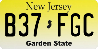 NJ license plate B37FGC