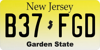 NJ license plate B37FGD