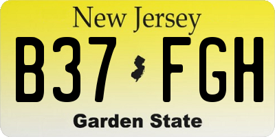 NJ license plate B37FGH