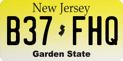 NJ license plate B37FHQ