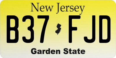 NJ license plate B37FJD