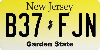 NJ license plate B37FJN