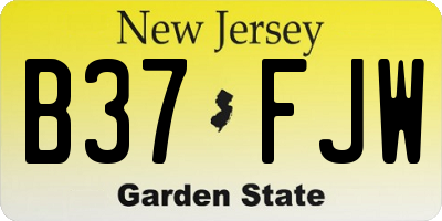 NJ license plate B37FJW