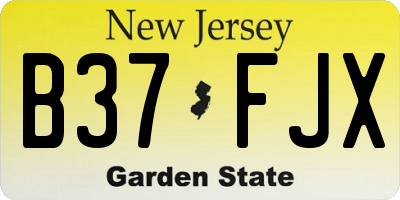 NJ license plate B37FJX