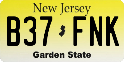 NJ license plate B37FNK